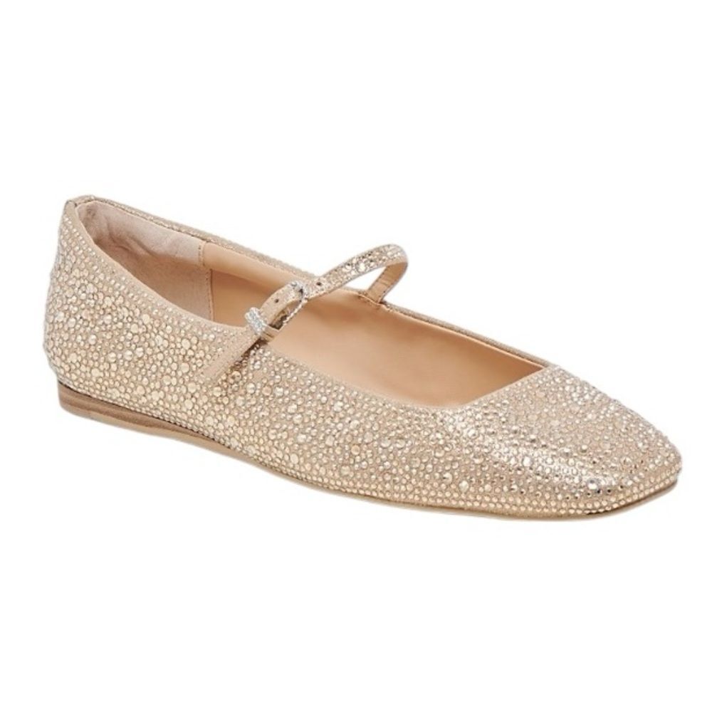 Dolce Vita Reyes Crystal Flat Shoes Light Gold Crystal : 9 M, Leather